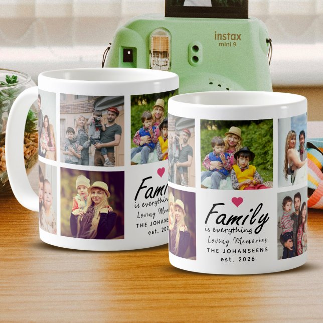 Skriptfamiljen är Allt fotokollage Keepsaké Kaffemugg (Skapare uppladdad)