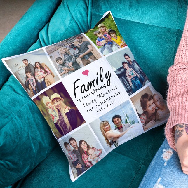 Skriptfamiljen är Allt fotokollage Keepsaké Kudde (Skapare uppladdad)
