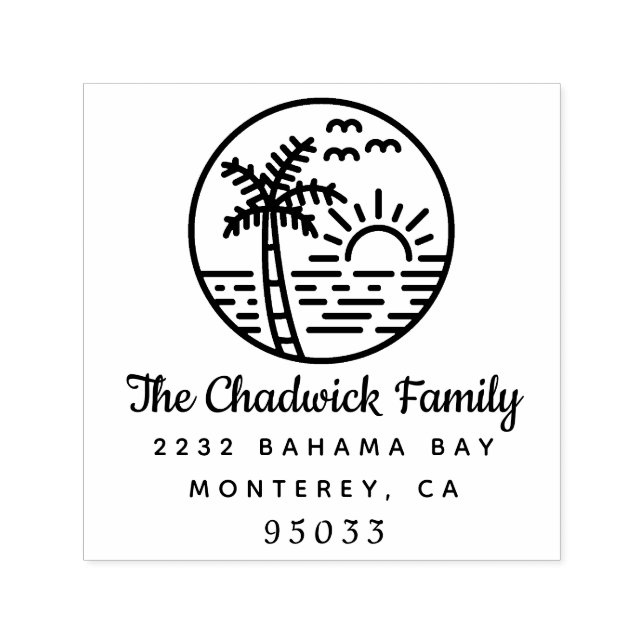 Skriptfamiljen Namn Adress i Träd i Handflatan Självfärgande Stämpel (Design)