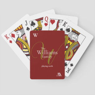 Skriptfamiljens monogram-mörk röd casinokort