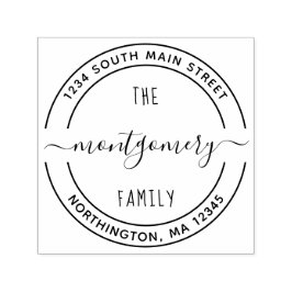 Skriptfamiljens Namn 10 Rund Anpassningsbar-Retura Självfärgande Stämpel