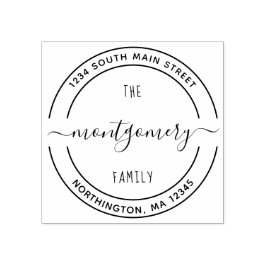 Skriptfamiljens Namn 10 Rund Anpassningsbar-Retura Stämpel