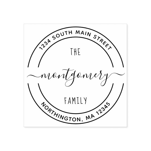 Skriptfamiljens Namn 10 Rund Anpassningsbar-Retura Stämpel (Tryck)