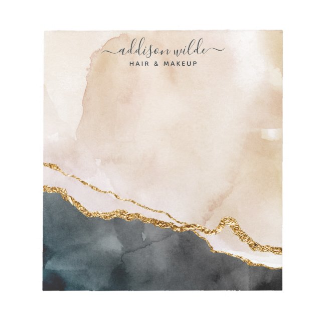 Skriptfärgsföretag Rosa Black Guld Marble Business Anteckningsblock (Framsida)