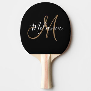 Skriptfil för svart Guld Monogram Elegant Snyggt  Pingisracket