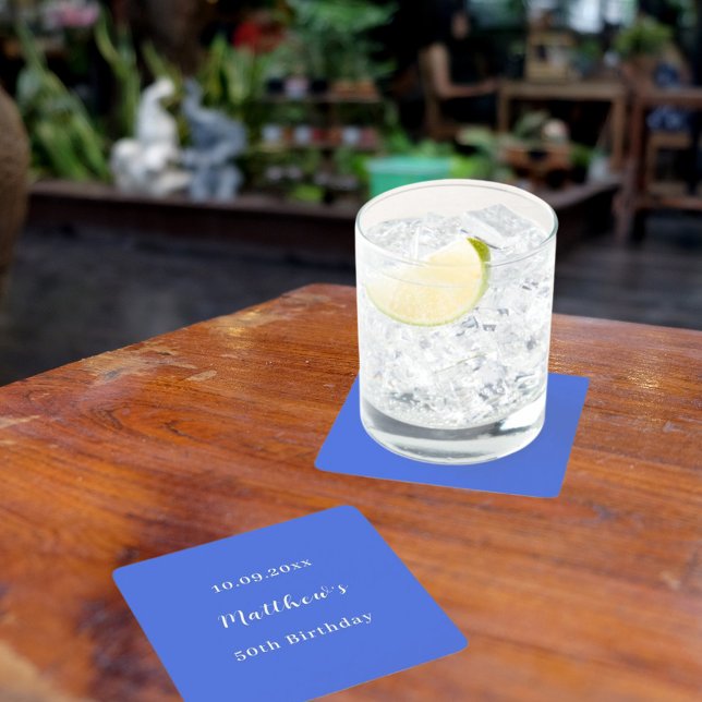 Skriptfödelsedatum för Royal blå namn Underlägg Papper Kvadrat (Skapare uppladdad)