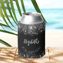 Skriptfödelsefödelsedag för Black silver glitter