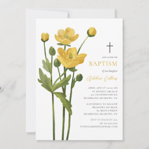 Skriptformat för mjuk Gult BlomBlommar Elegant  Inbjudningar
