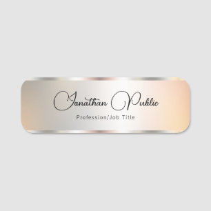 Skriptformatmall Namn Faux Silver Trendig typogra Namnbricka