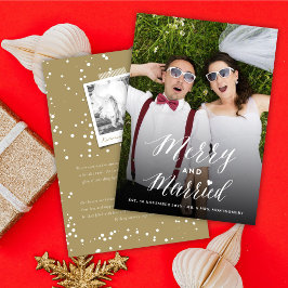 Skriptfoto Bröllop med Trendiget Merry och Married Julkort