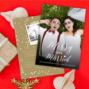 Skriptfoto Bröllop med Trendiget Merry och Married Julkort