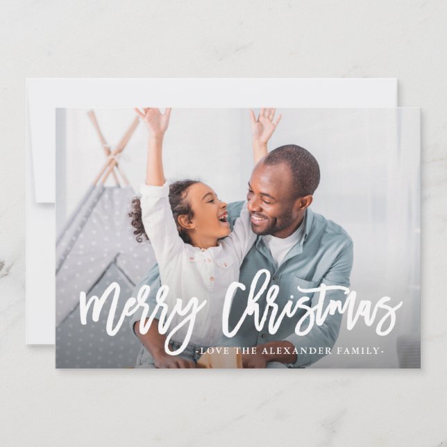 Skriptfoto för blå vinter-botaniskt God jul Julkort (Framsida)