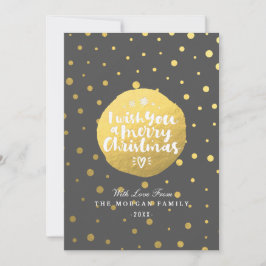 Skriptfoto för Black Guld Polka dots God jul Julkort