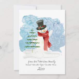 Skriptfoto för Cute Snögubbe Top hat God jul Julkort