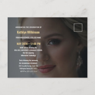 Skriptfoto för elegant Blue Guld Glitter Studenten Meddelande Vykort