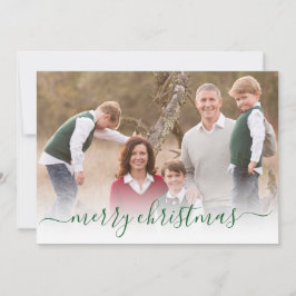 Skriptfoto för elegant Modern Grönt God jul Julkort