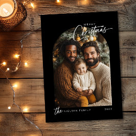 Skriptfoto för enkelt svart vitt God jul Julkort