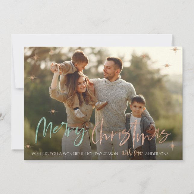 Skriptfoto för God jul Cute Glitter Julkort (Framsida)