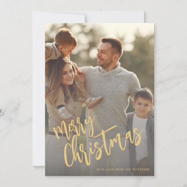 Skriptfoto för god jul faux guld julkort (Framsida)