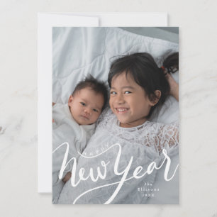 Skriptfoto för Gott nytt år-typografi Julkort