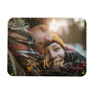 Skriptfoto för Guld-stjärnor, modern bröllop Magnet