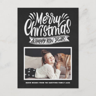 Skriptfoto för Rustik kalkboard God jul Helg Vykort