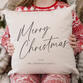 Skriptfoto för svart och vitt God jul Kudde