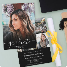 Skriptfoto för svart och vitt student studenten inbjudningar