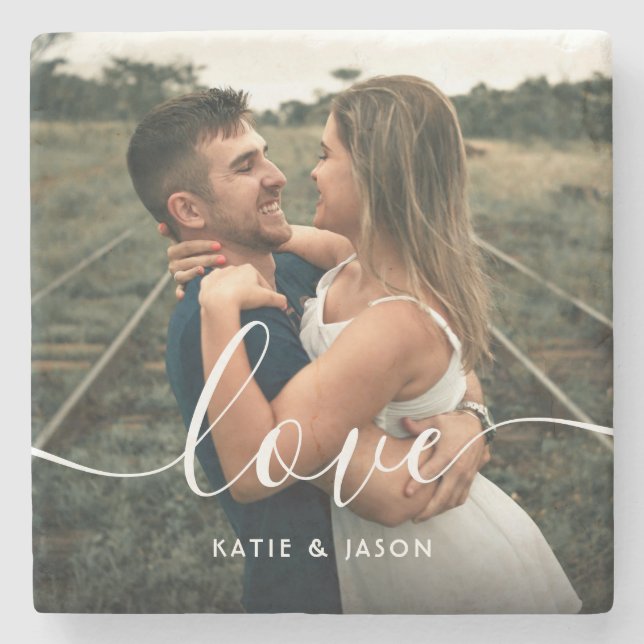 Skriptfoto Kärlek Bröllop Stenunderlägg (Framsidan)