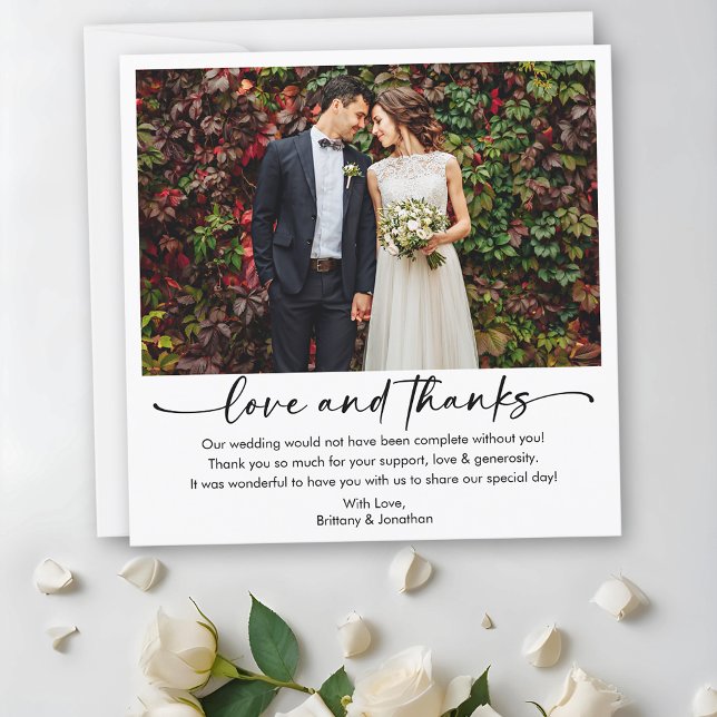 Skriptfoto på Bröllop-kvadrat i Bläck-pennan Tack Kort (Customize to add more text or photos to back of card.)