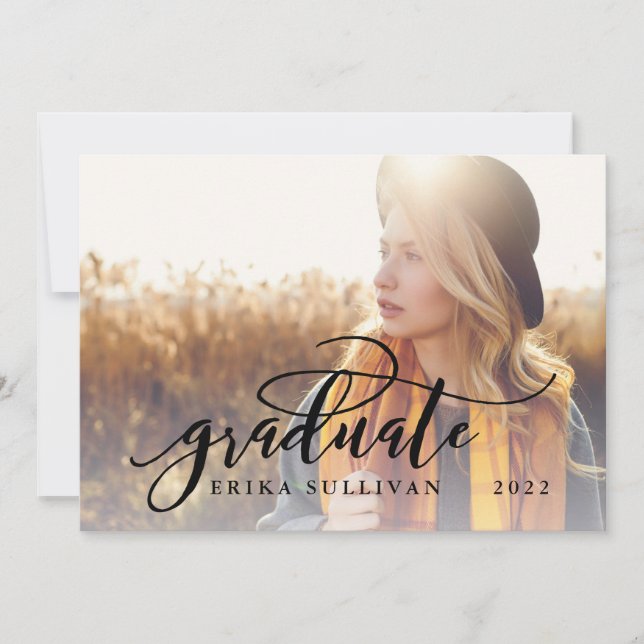 Skriptfoto Party på sidan Studenten | Svart Inbjudningar (Framsida)