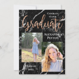 Skriptfoto Studenten i Black Marble Ro Guld Inbjudningar