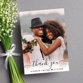 Skriptfotoöverlägg, Cream Bröllop Tack Kort