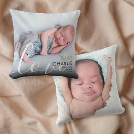 Skriptfotot Baby Birth Stats-meddelande Kudde