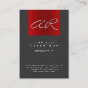 SkriptGrått Red-Trendiget Monogram-Affärskort Visitkort