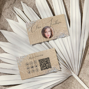 Skriptgrunge Glam Social Media QR-kod Lägg till bi Visitkort