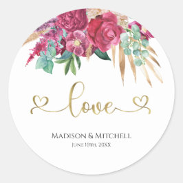 Skripthärmar i Eleganten shock rosa för Magenta i  Runt Klistermärke