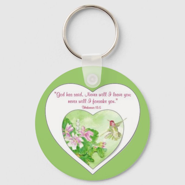 Skripthebrar 19:5 Jag lämnar dig aldrig. Nyckelring (Framsida)