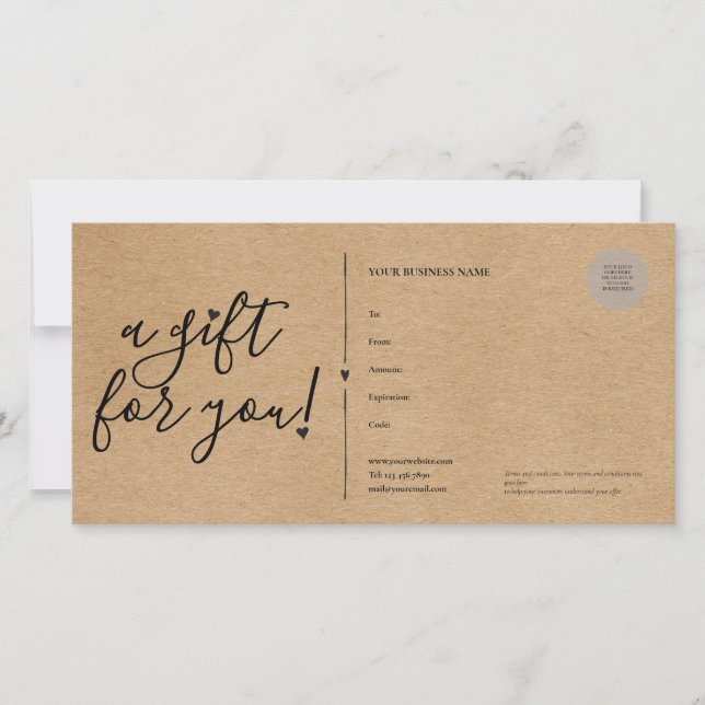 Skripthjärtcertifikat Rustic Kraft Gift Certificat (Framsida)