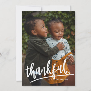 Skripthjärthjärttänkande Thanksgiving med ett enda Julkort