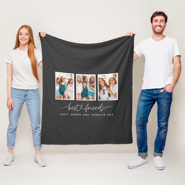 Skripthjärtsöta, moderna, bästa multifotovänner fleecefilt (På plats)