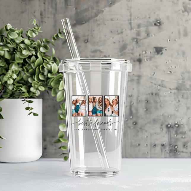 Skripthjärtsöta, moderna, bästa multifotovänner take away mugg (Skapare uppladdad)