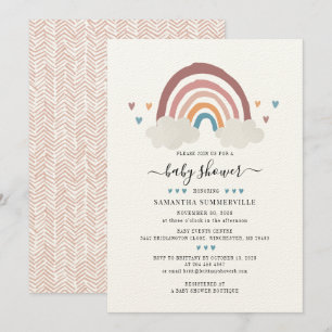 Skriptinbjudan till Cute Boho Rainbow Baby Shower Inbjudningar