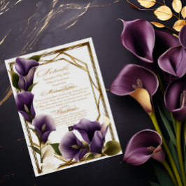 Skriptinformation om elegant bröllop Lila Lilies OSA Kort
