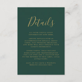 Skriptinformation om Emerald and Guld Guest Inform Tilläggskort