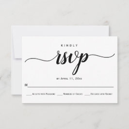 Skriptkalligrafi elegant bröllop OSA kort