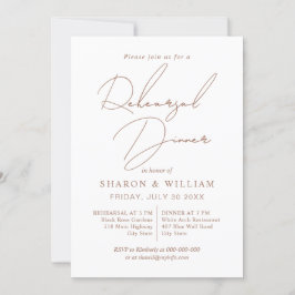 Skriptkalligrafi mocha, vit Rehearsal Dinner Inbjudningar