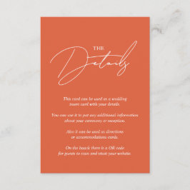 Skriptkalligrafi Verona sunset orange QR bröllop Tilläggskort