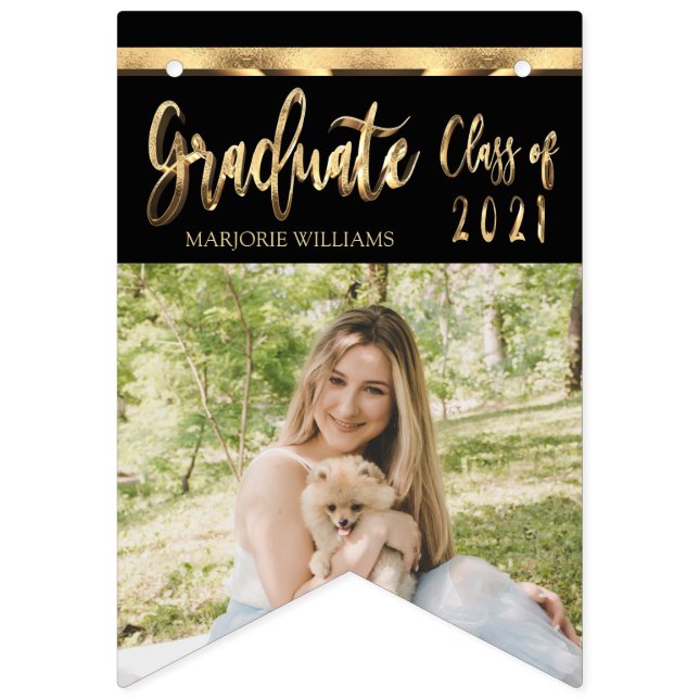 Skriptklass för svart och Guld 2021 Studenten Vimplar (Andra flaggan)