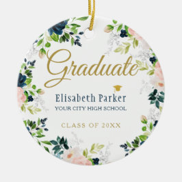 Skriptklassår för Photo studenten elegant guld Julgransprydnad Keramik